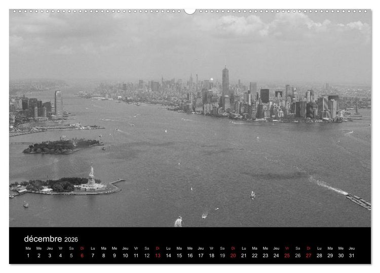 Produktbild: New York en noir et blanc (Calendrier mural 2026 DIN A2 vertical) calendrier de bureau