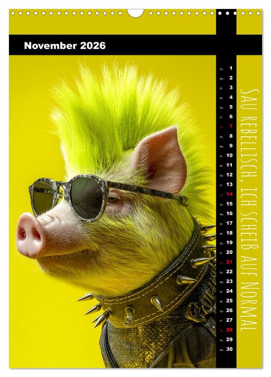 Produktbild: Coole Sau - Lustiger Spr&uuml;che Kalender mit witzigen Schweinchen (Wandkalender 2026 DIN A3 hoch), CALVENDO Monatskalender