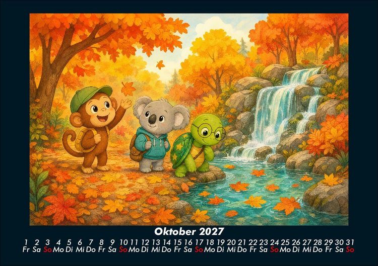 Produktbild: Wasserf&auml;lle der Fantasie mit Milo, Kiki & Taz 2027 Fotokalender DIN A5