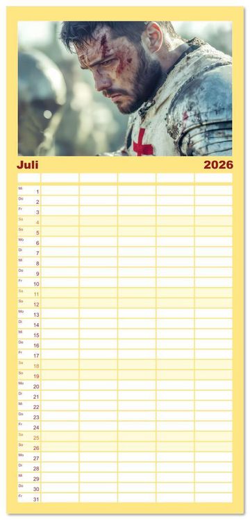 Produktbild: Familienplaner 2026 - Tempelritter - Ein m&auml;chtiger Ritterorden mit 5 Spalten (Wandkalender, 21 x 45 cm) CALVENDO