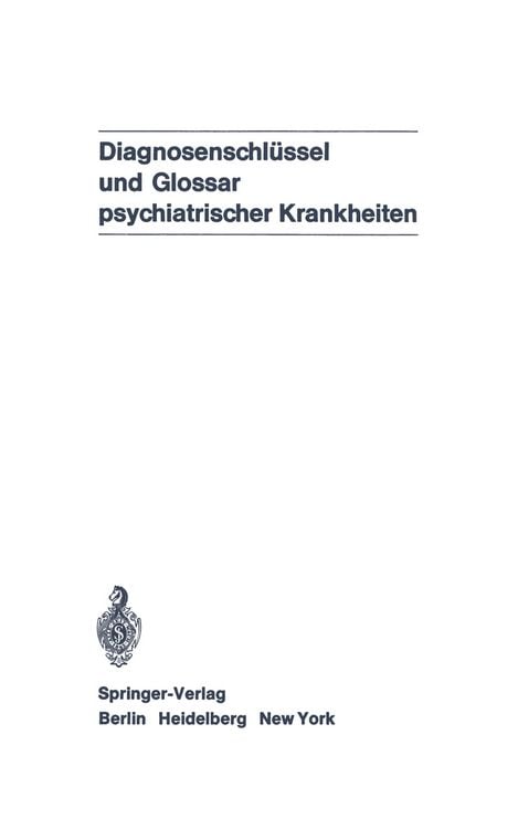 Produktbild: Diagnosenschl&uuml;ssel und Glossar psychiatrischer Krankheiten