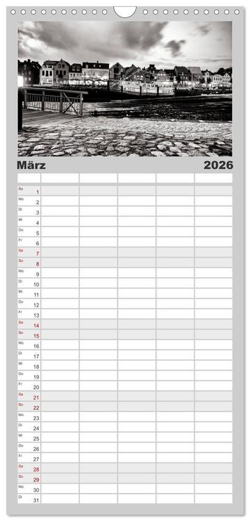 Produktbild: Familienplaner 2026 - Ein Blick auf Husum mit 5 Spalten (Wandkalender, 21 x 45 cm) CALVENDO