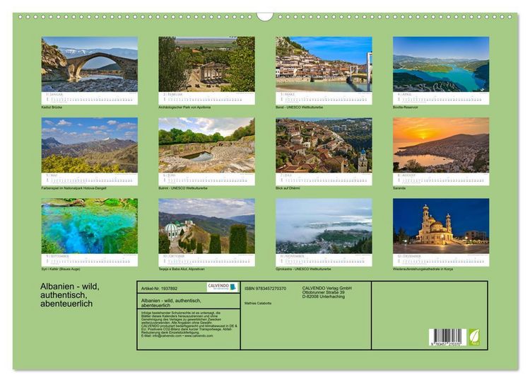 Produktbild: Albanien - wild, authentisch, abenteuerlich (Wandkalender 2026 DIN A2 quer), CALVENDO Monatskalender