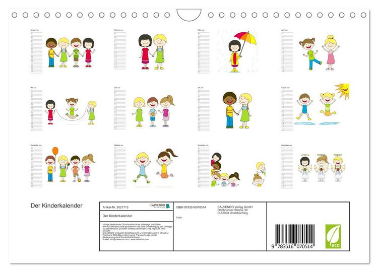 Produktbild: Der Kinderkalender (Wandkalender 2026 DIN A4 quer), CALVENDO Monatskalender