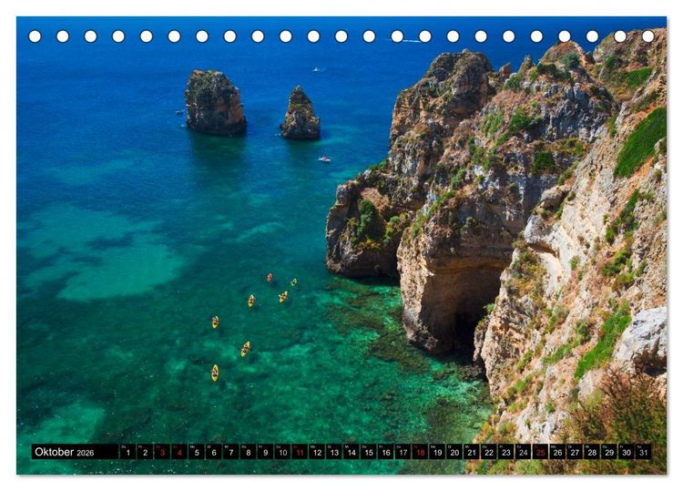 Produktbild: Str&auml;nde, Felsen und Meer - ALGARVE 2026 (Tischkalender 2026 DIN A5 quer), CALVENDO Monatskalender