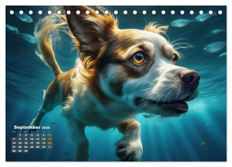 Produktbild: Dogs: intrepid swimmers (Desk Calendar 2026 DIN A5 landscape), CALVENDO 12 Month DeskCalendar