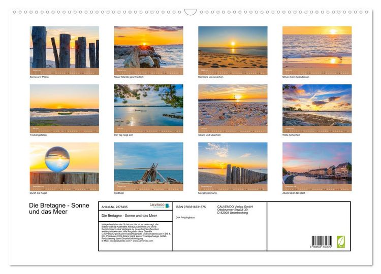 Produktbild: Die Bretagne - Sonne und das Meer (Wandkalender 2026 DIN A2 quer), CALVENDO Monatskalender