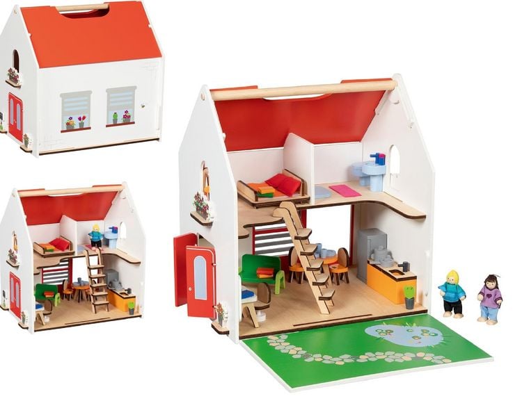 Produktbild: Tragbares Puppenhaus Eco House, mit Zubeh&ouml;r