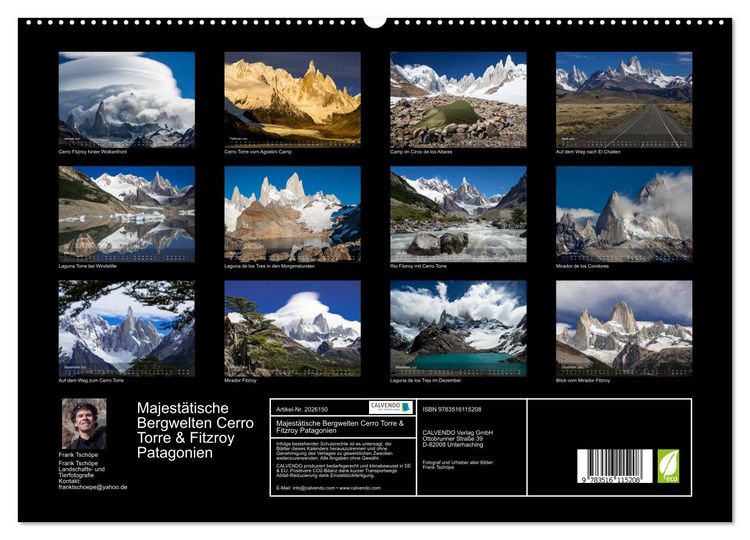 Produktbild: Majest&auml;tische Bergwelten Cerro Torre & Fitzroy Patagonien (hochwertiger Premium Wandkalender 2026 DIN A2 quer), Kunstdruck in Hochglanz