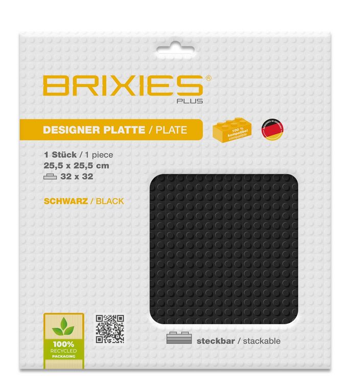 Produktbild: BRIXIES 225012 - Platte 32 x 32 Basic schwarz, Bauplatte, 1 St&uuml;ck