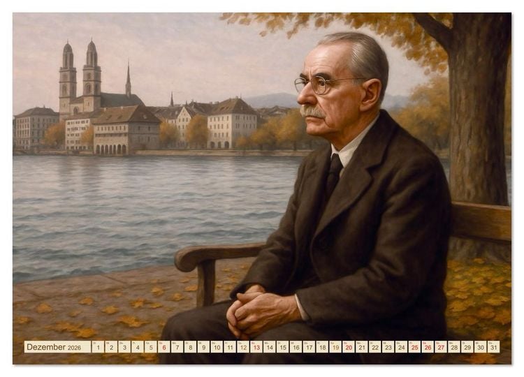Produktbild: Thomas Mann. Sein Leben, seine Werke (Wandkalender 2026 DIN A2 quer), CALVENDO Monatskalender
