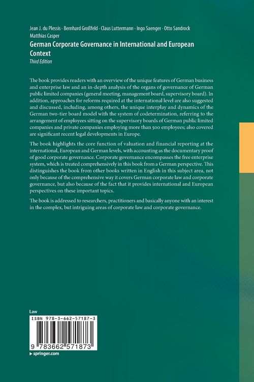 Produktbild: German Corporate Governance in International and European Context