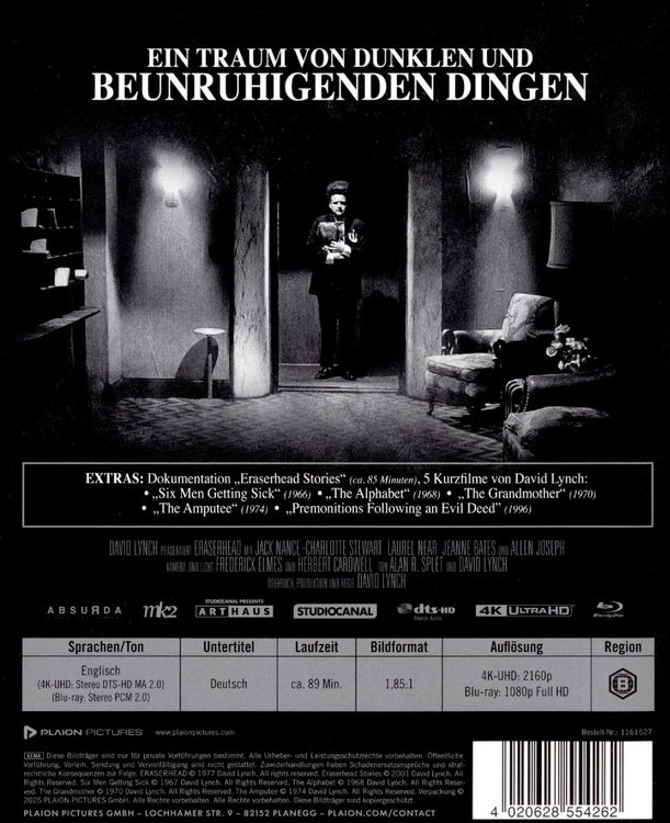 Produktbild: Eraserhead (4K Ultra HD) (+ Blu-ray)