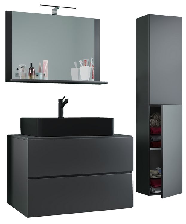 Produktbild: 4-tlg Waschtisch Badm&ouml;bel Lendas 80 cm L Schublade