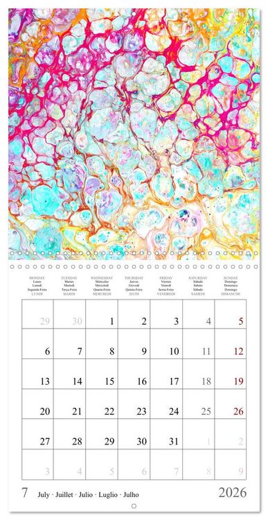 Produktbild: Explosion of colours - colourful Acrylic Pouring Paintings (Wall Calendar 2026 12 &times; 12 Inch) CALVENDO 12 Month Wall Calendar