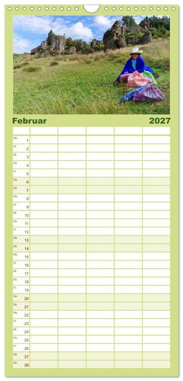 Produktbild: Familienplaner 2027 - Bekanntes und Unbekanntes Peru mit 5 Spalten (Wandkalender, 21 x 45 cm) CALVENDO