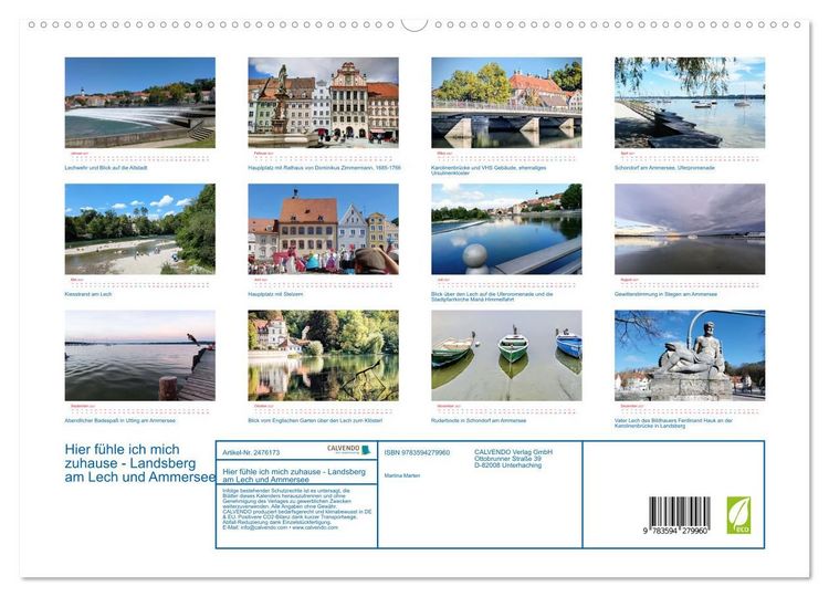 Produktbild: Hier f&uuml;hle ich mich zuhause - Landsberg am Lech und Ammersee (hochwertiger Premium Wandkalender 2027 DIN A2 quer), Kunstdruck in Hochglanz