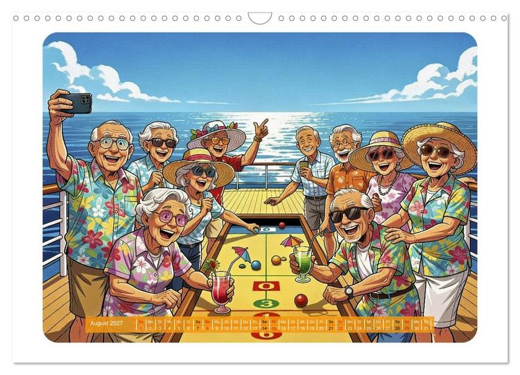 Produktbild: Charmante Rentner im Comic-Stil (Wandkalender 2027 DIN A3 quer), CALVENDO Monatskalender