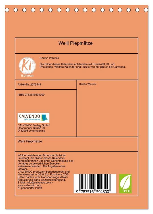 Produktbild: Welli Piepm&auml;tze (Tischkalender 2026 DIN A5 hoch), CALVENDO Monatskalender