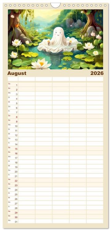 Produktbild: Familienplaner 2026 - Korbinian, der kleine Geist mit 5 Spalten (Wandkalender, 21 x 45 cm) CALVENDO
