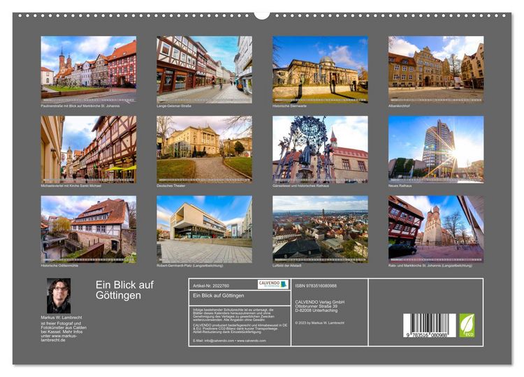 Produktbild: Ein Blick auf G&ouml;ttingen (hochwertiger Premium Wandkalender 2026 DIN A2 quer), Kunstdruck in Hochglanz