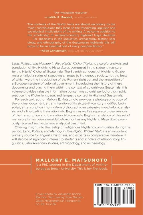 Produktbild: Land, Politics, and Memory in Five Nija'ib' K'iche' T&iacute;tulos