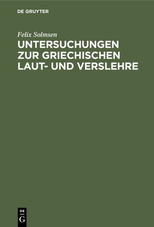 Produktbild: Untersuchungen zur griechischen Laut- und Verslehre