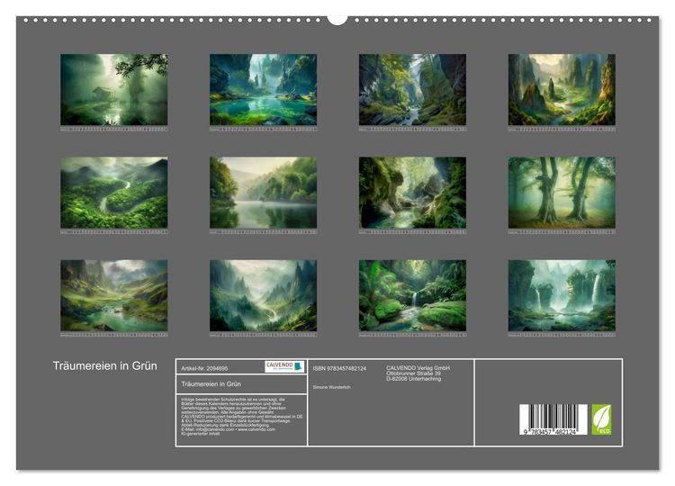 Produktbild: Tr&auml;umereien in Gr&uuml;n (hochwertiger Premium Wandkalender 2026 DIN A2 quer), Kunstdruck in Hochglanz