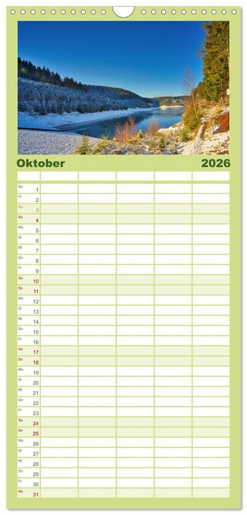 Produktbild: Familienplaner 2026 - Gew&auml;sser in S&uuml;dth&uuml;ringen mit 5 Spalten (Wandkalender, 21 x 45 cm) CALVENDO