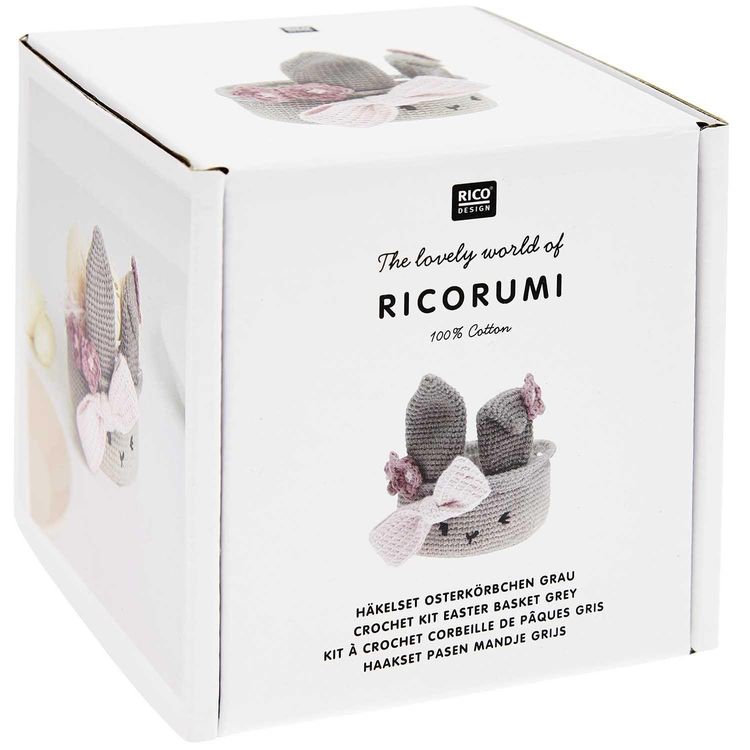 Produktbild: Ricorumi H&auml;kel-Set "Oster-K&ouml;rbchen grau"