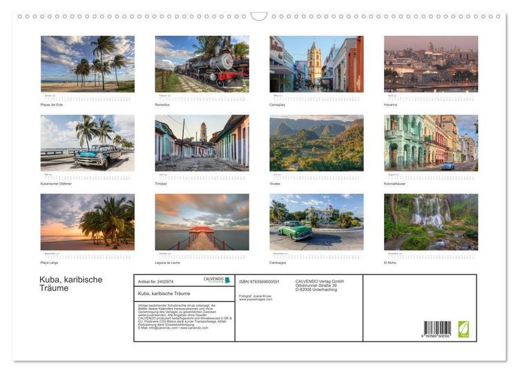 Produktbild: Kuba, karibische Tr&auml;ume (Wandkalender 2027 DIN A2 quer), CALVENDO Monatskalender