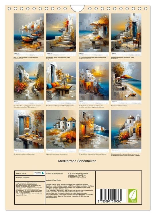 Produktbild: Mediterrane Sch&ouml;nheiten (Wandkalender 2027 DIN A4 hoch), CALVENDO Monatskalender