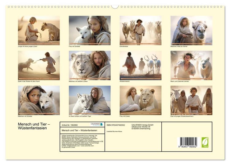 Produktbild: Mensch und Tier &ndash; W&uuml;stenfantasien (hochwertiger Premium Wandkalender 2026 DIN A2 quer), Kunstdruck in Hochglanz