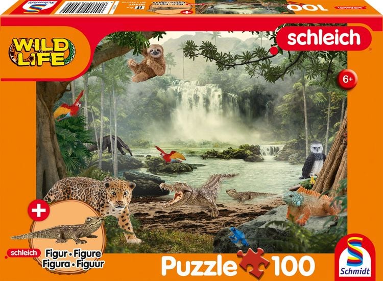 Produktbild: Wild Life, Im Regenwald, 100 Teile, mit Add-on (eine Original Figur Krokodiljunges)