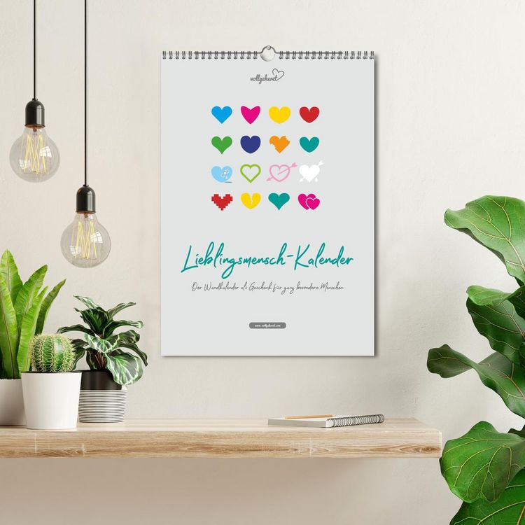 Produktbild: vollgeherzt: Lieblingsmensch-Kalender - Der Wandkalender als Geschenk f&uuml;r ganz besondere Menschen (Wandkalender 2026 DIN A3 hoch), CALVENDO Monatskalender
