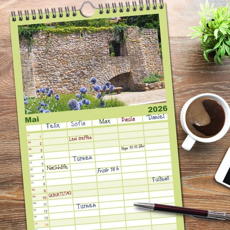 Produktbild: Familienplaner 2026 - Heppenheim - Weinstadt unter der Starkenburg mit 5 Spalten (Wandkalender, 21 x 45 cm) CALVENDO