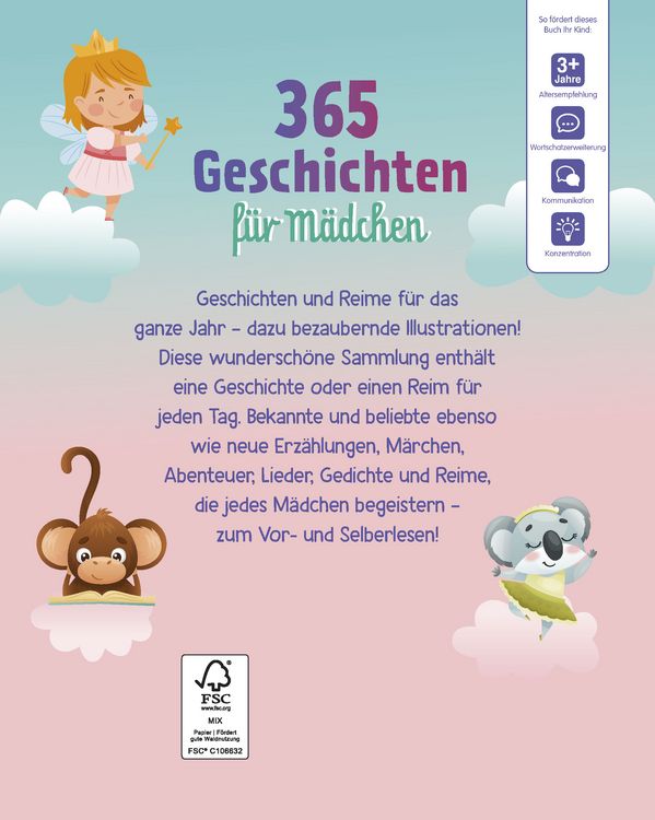 Produktbild: 365 Geschichten f&uuml;r M&auml;dchen | Vorlesebuch f&uuml;r Kinder ab 3 Jahren