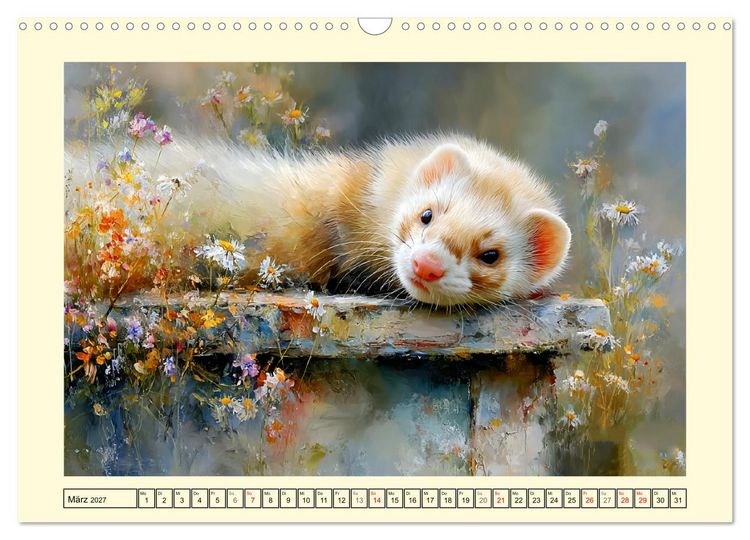 Produktbild: Frettchen. Kleine Wusel im Cottage-Garten (Wandkalender 2027 DIN A3 quer), CALVENDO Monatskalender
