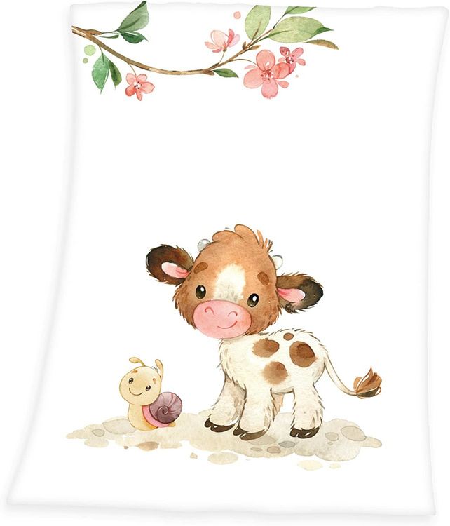 Produktbild: Herding 1540231014 - babybest&reg;, Babydecke, S&uuml;&szlig;es K&auml;lbchen, Soft-Peachdecke, Microfaser, weiss/beige, 75x100 cm