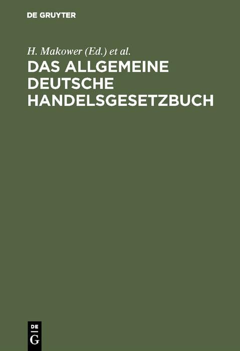 Produktbild: Das allgemeine Deutsche Handelsgesetzbuch