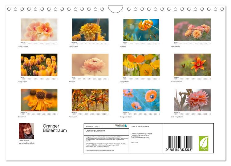 Produktbild: Oranger Bl&uuml;tentraum (Wandkalender 2026 DIN A4 quer), CALVENDO Monatskalender