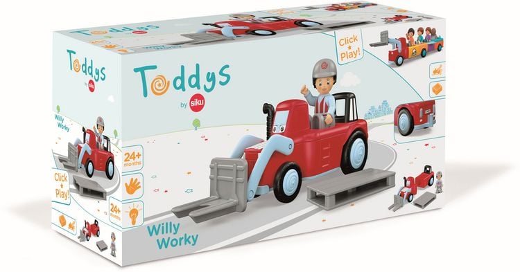 Produktbild: SIKU 0134 - Toddys Willy Worky, Hoflader/Gabelstapler mit Figur, Click&Play