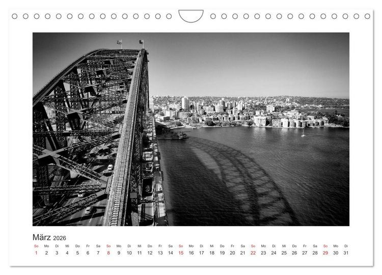Produktbild: SYDNEY Monochrom (Wandkalender 2026 DIN A4 quer), CALVENDO Monatskalender