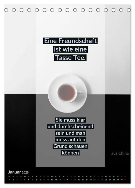 Produktbild: TEE Weisheiten und Zitate (Tischkalender 2026 DIN A5 hoch), CALVENDO Monatskalender