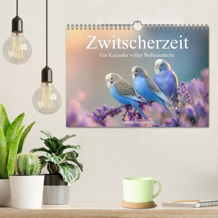 Produktbild: Zwitscherzeit - Ein Kalender voller Wellensittiche (Wandkalender 2026 DIN A4 quer), CALVENDO Monatskalender