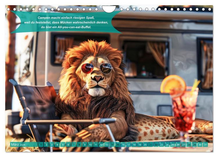 Produktbild: Der tierisch lustige Camping-Kalender (Wandkalender 2026 DIN A4 quer), CALVENDO Monatskalender