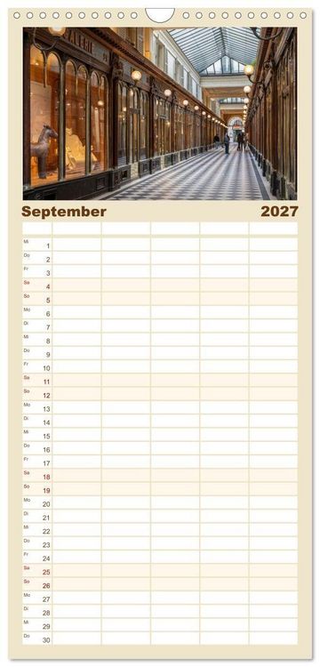 Produktbild: Familienplaner 2027 - Verborgene Passagen von Paris mit 5 Spalten (Wandkalender, 21 x 45 cm) CALVENDO