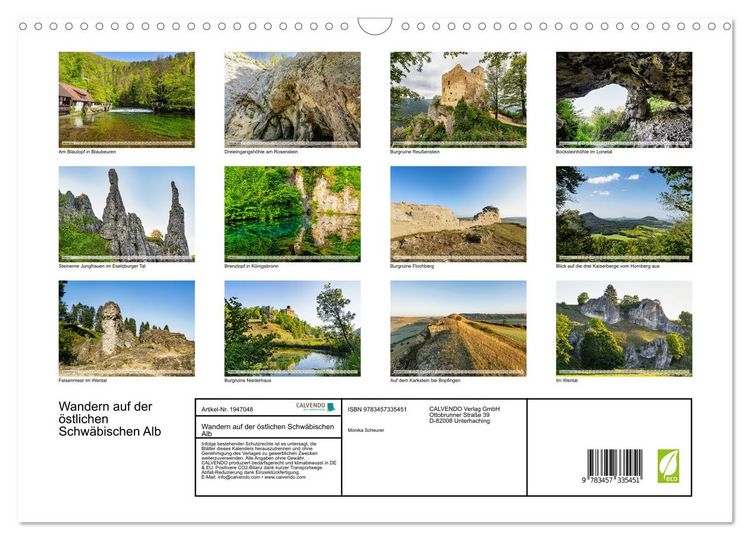 Produktbild: Wandern auf der &ouml;stlichen Schw&auml;bischen Alb (Wandkalender 2026 DIN A3 quer), CALVENDO Monatskalender