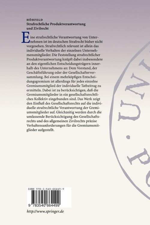 Produktbild: Strafrechtliche Produktverantwortung und Zivilrecht