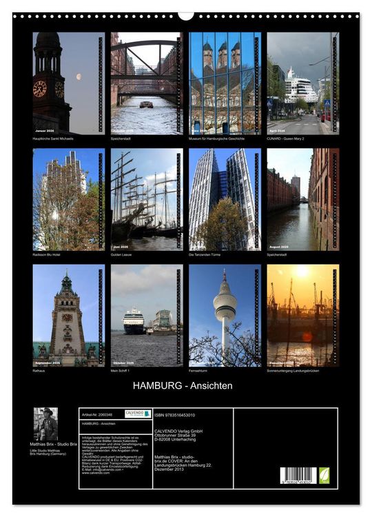 Produktbild: HAMBURG - Ansichten (Wandkalender 2026 DIN A2 hoch), CALVENDO Monatskalender